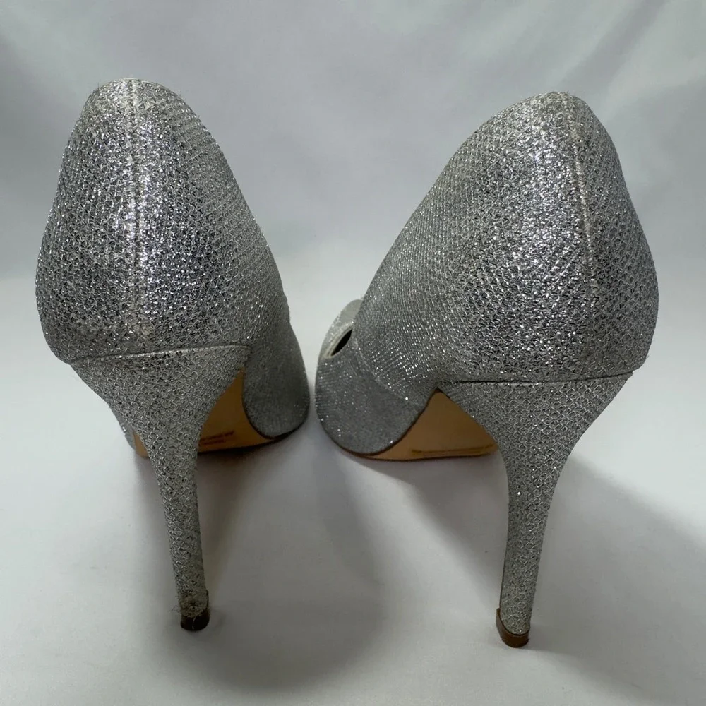 Dream Pairs CHRISTIAN Silver Glitter Pointed Toe Stiletto Heels Women's‎ Size 8